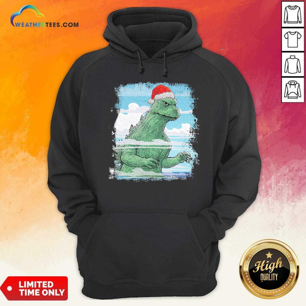 Colorful T-Rex Wear Hat Santa Claus Merry Christmas Shirt