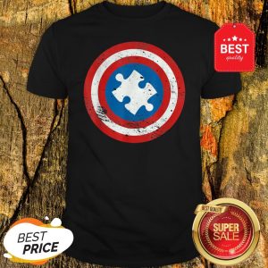 Captain Autism Distressed Shield Puzzle Logo Shirt