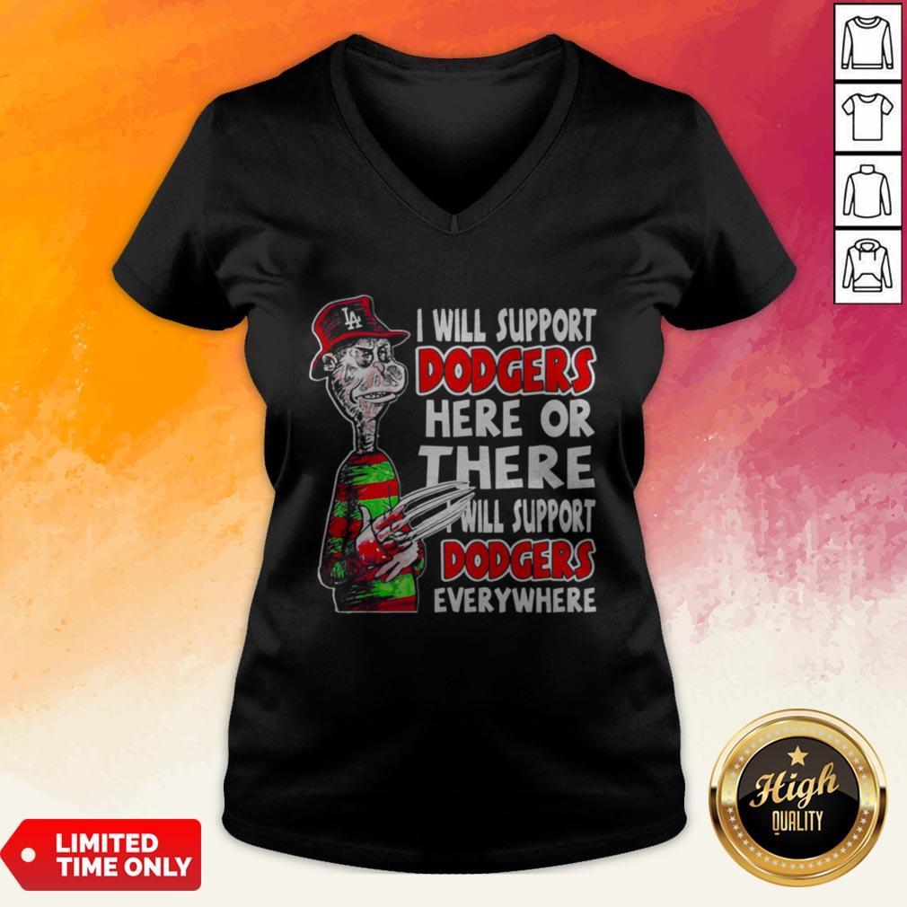 Freddy Krueger I Will Support Dodgers Here Or There Shirt