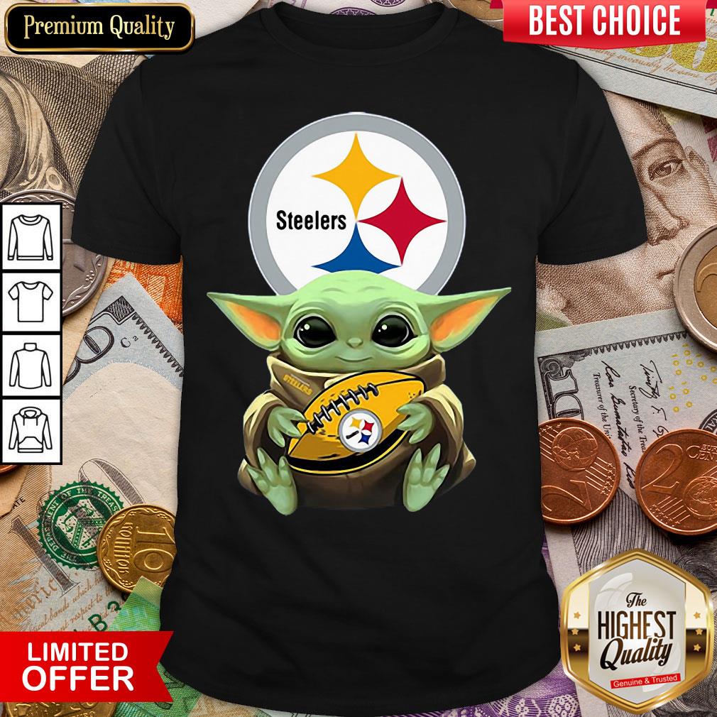 Funny Baby Yoda Hugging Pittsburgh Steelers Shirt