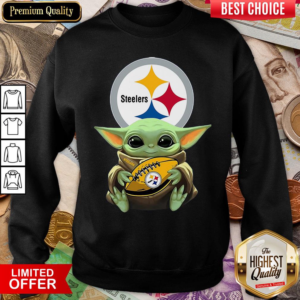 Funny Baby Yoda Hugging Pittsburgh Steelers Shirt