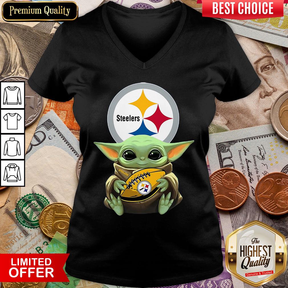 Funny Baby Yoda Hugging Pittsburgh Steelers Shirt