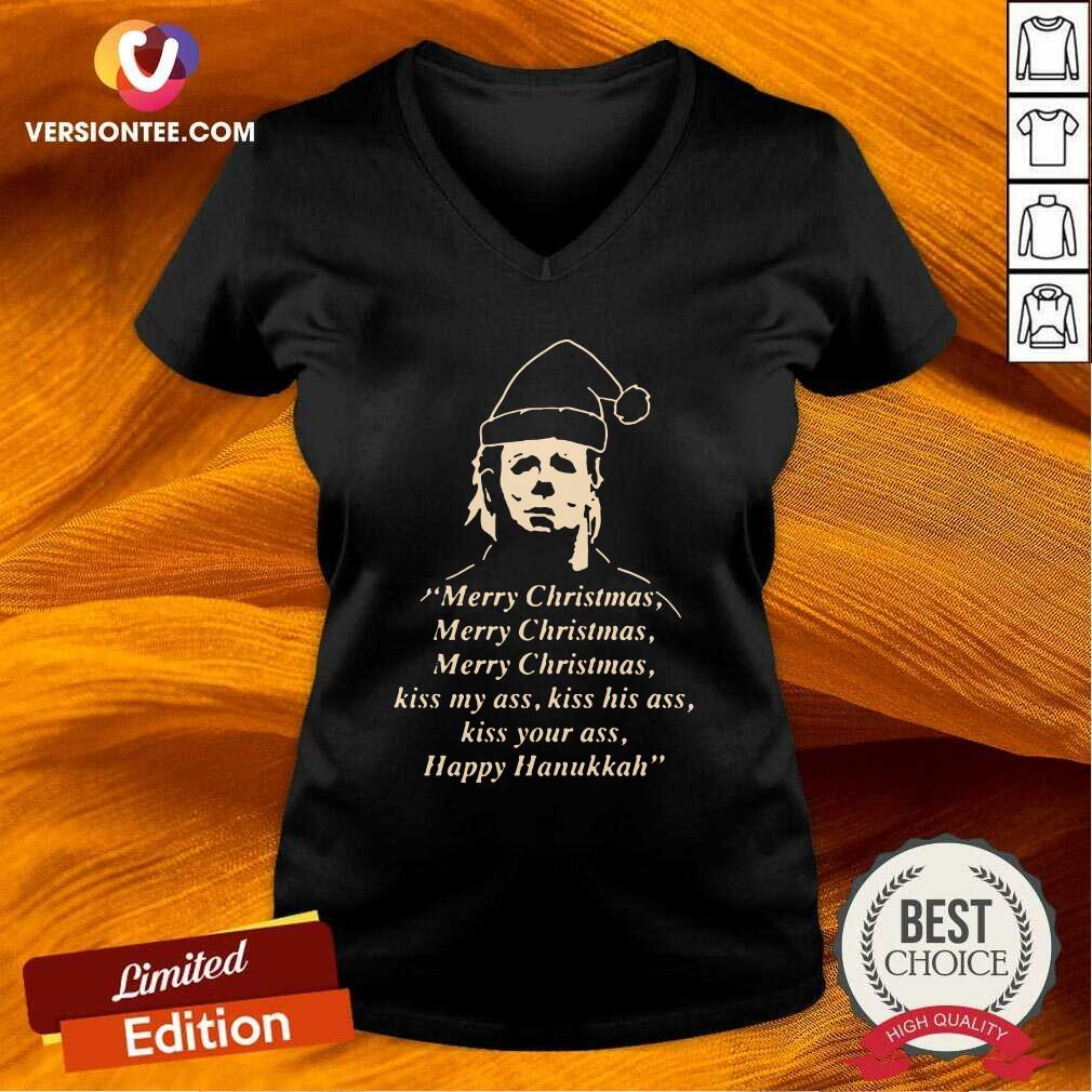 Funny Michael Myers Merry Christmas Kiss My Ass Shirt