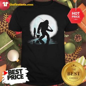 Official Bigfoot Fishing Shirt Funny Sasquatch And Fish Night Fishing Shirt