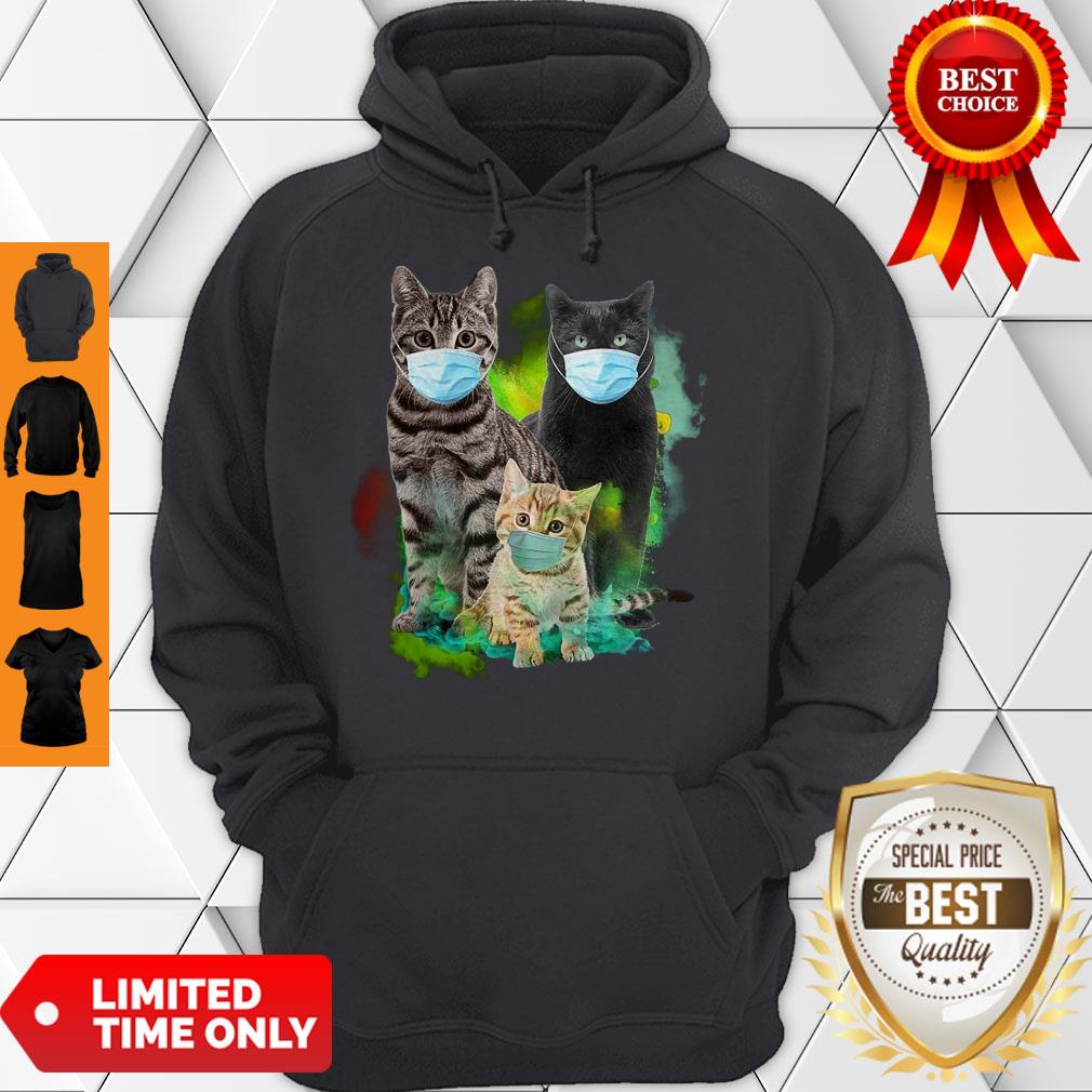 Cute Cat Wear Face Mask Tee Shirt