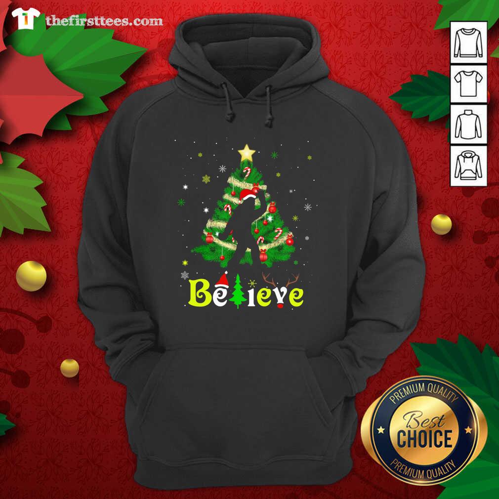 Funny Bigfoot Believe Christmas Tree Merry Xmas Shirt