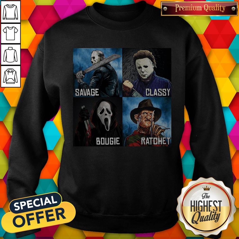 Horror Movies Characters Savage Classy Bougie Ratchet Shirt
