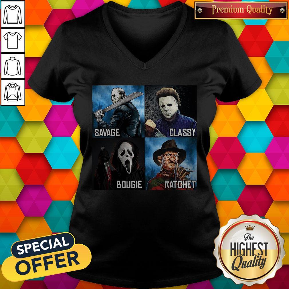Horror Movies Characters Savage Classy Bougie Ratchet Shirt