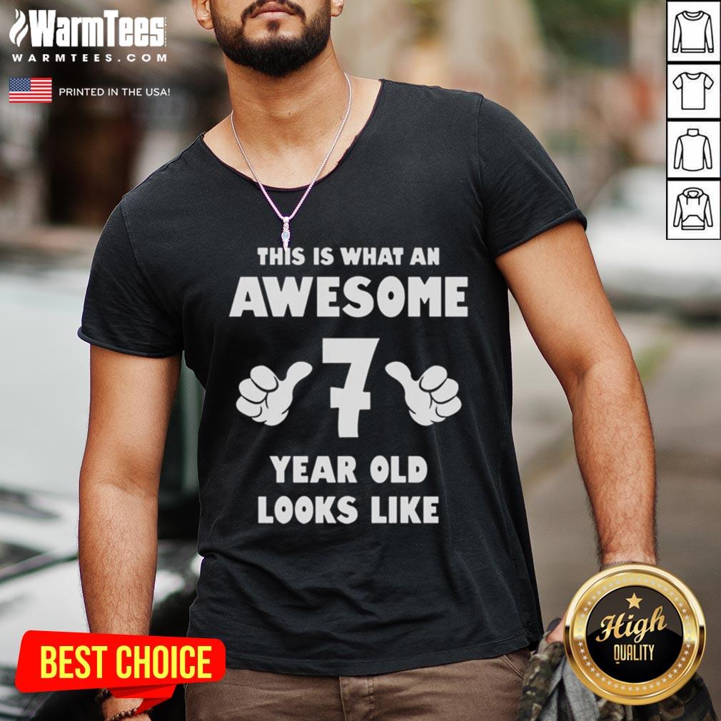 Hot This Is What An Awesome 7 Year Old Looks Like Birthday Youth Kids Shirt