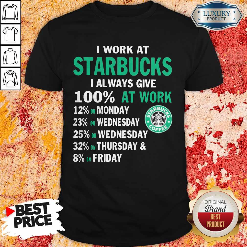 I Work At Starbucks I Always Give 100 At Work Shirt