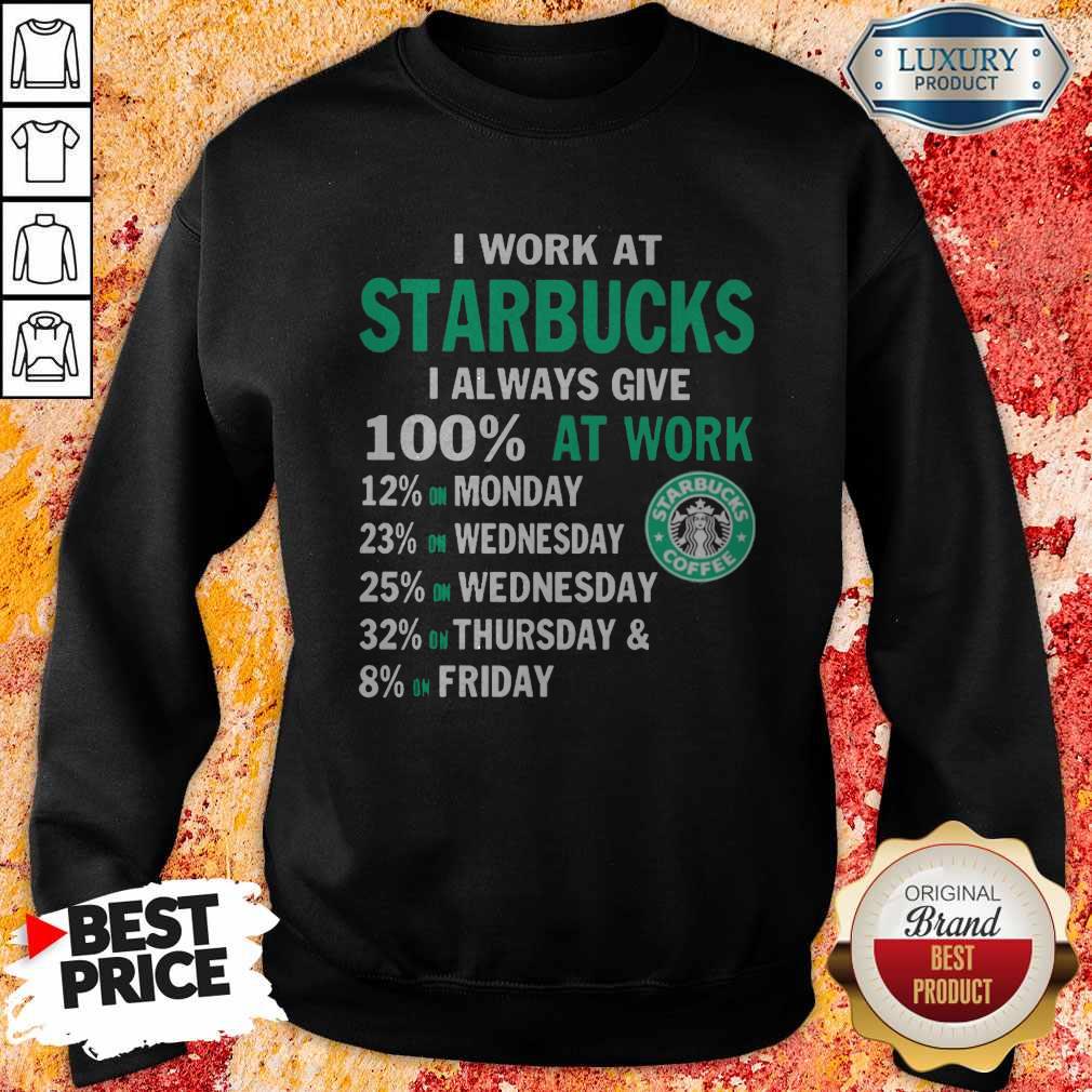 I Work At Starbucks I Always Give 100 At Work Shirt