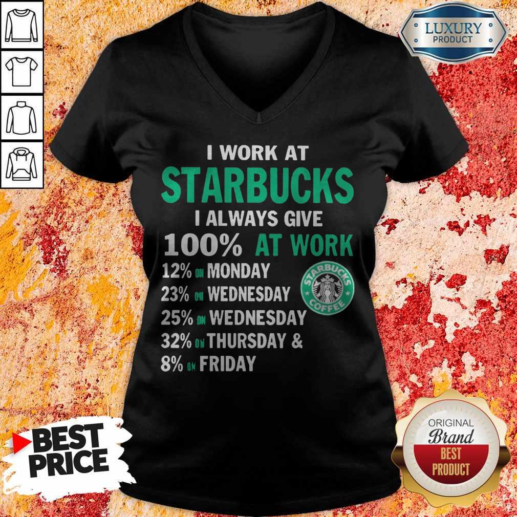 I Work At Starbucks I Always Give 100 At Work Shirt