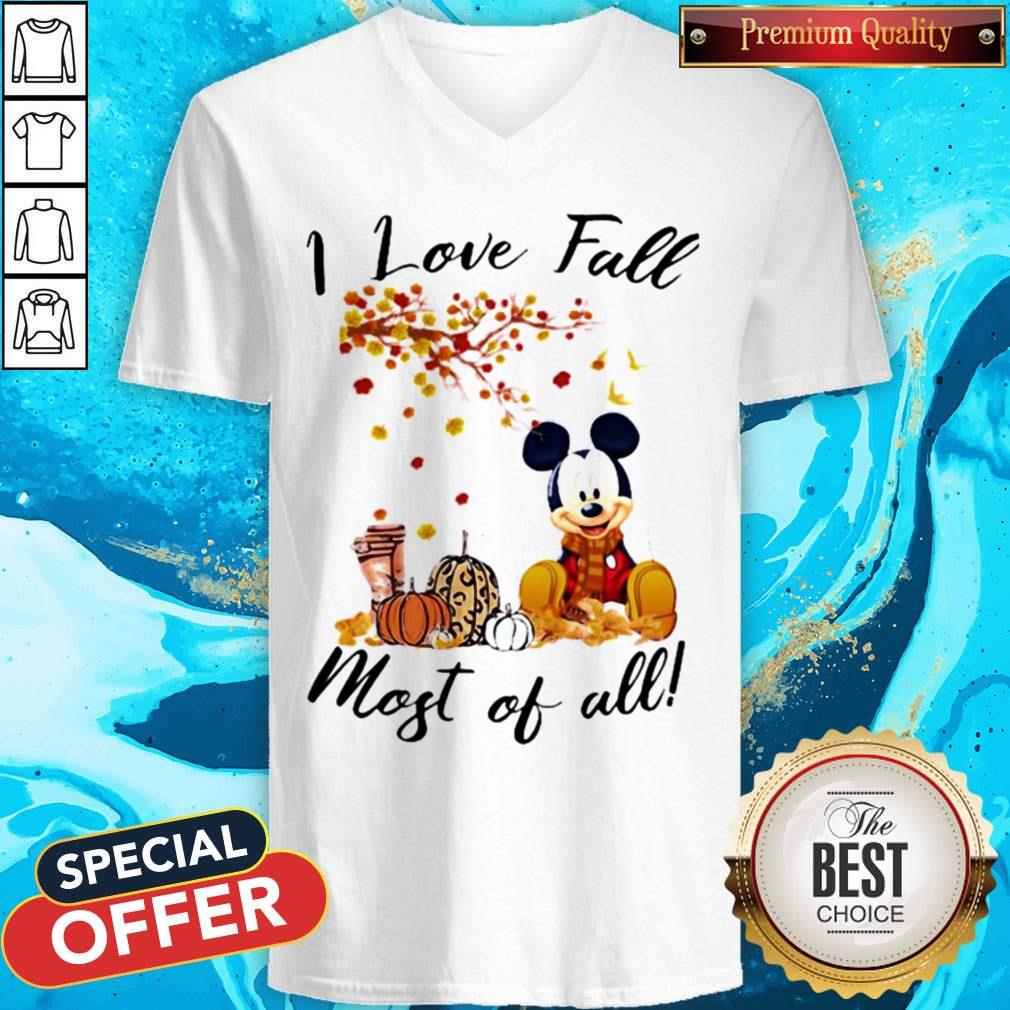 Mickey Mouse I Love Fall Most Of All Leaves Tree Shirt
