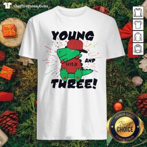 Cute Young Wild And Three Dabbing Dinosaur Trex Birthday Shirt