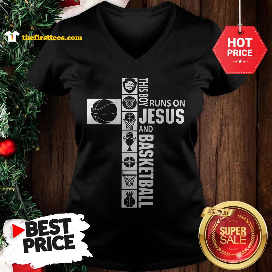 Official Hot Very This Boy Runs On Jesus And Basketball Shirt