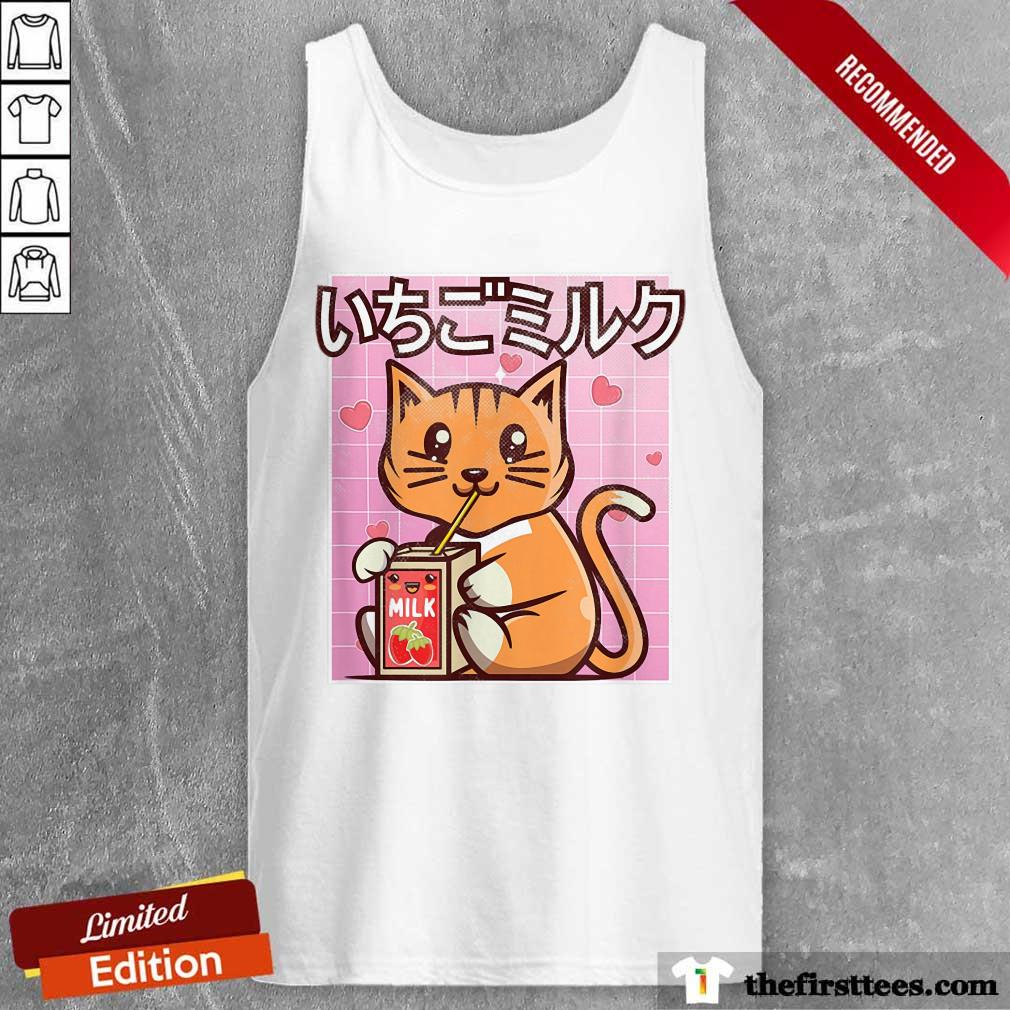 Original Cute Cat Strawberry Milk Japanese Kawaii Style Otaku Lovers Shirt