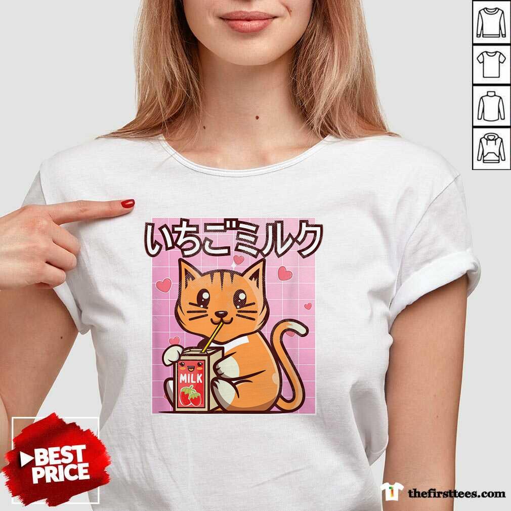 Original Cute Cat Strawberry Milk Japanese Kawaii Style Otaku Lovers Shirt