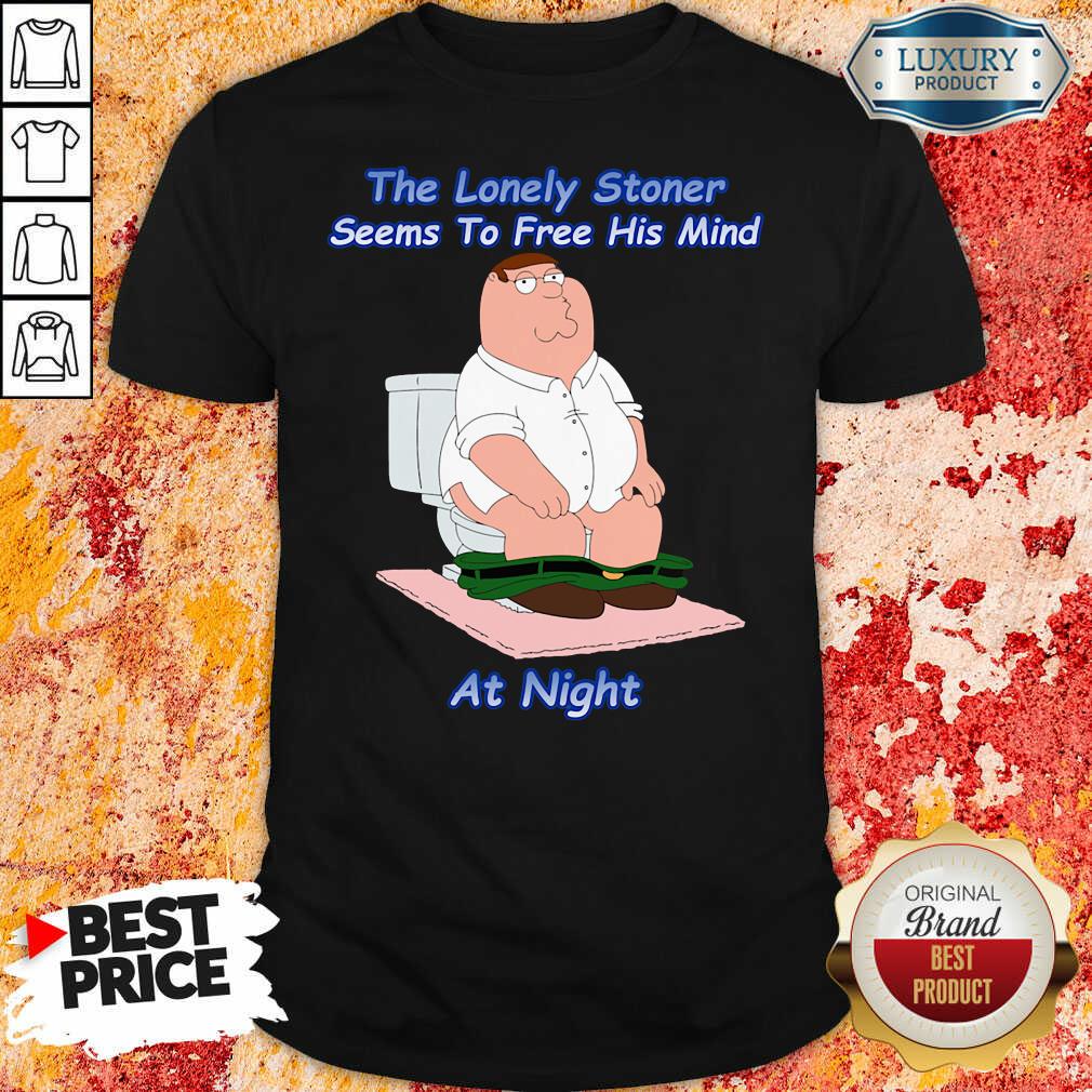 Original The Lonely Stoner Seems To Free His Mind At Night Shirt