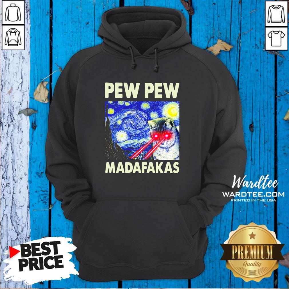 Pew Pew Madafakas Starry Night Laser Cat Shirt