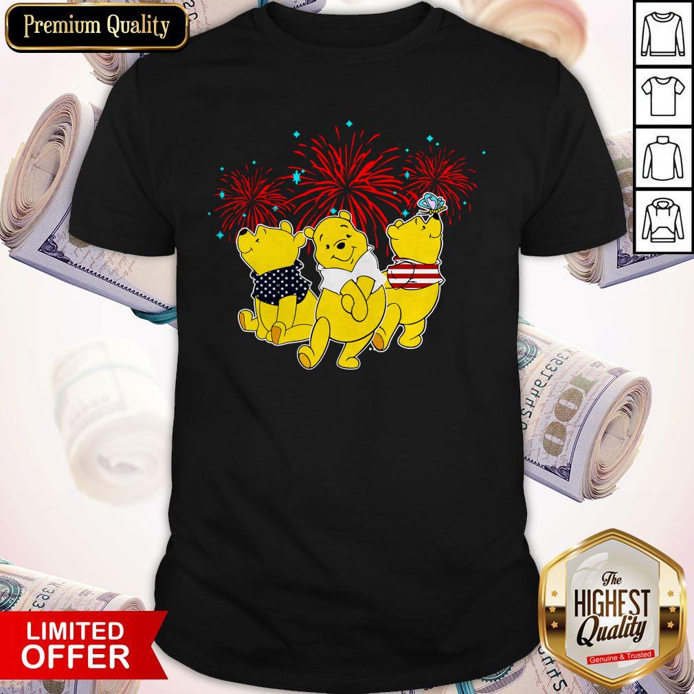 Pooh Disney Happy The 4th Of July Merica American Flag Independence Day Shirt