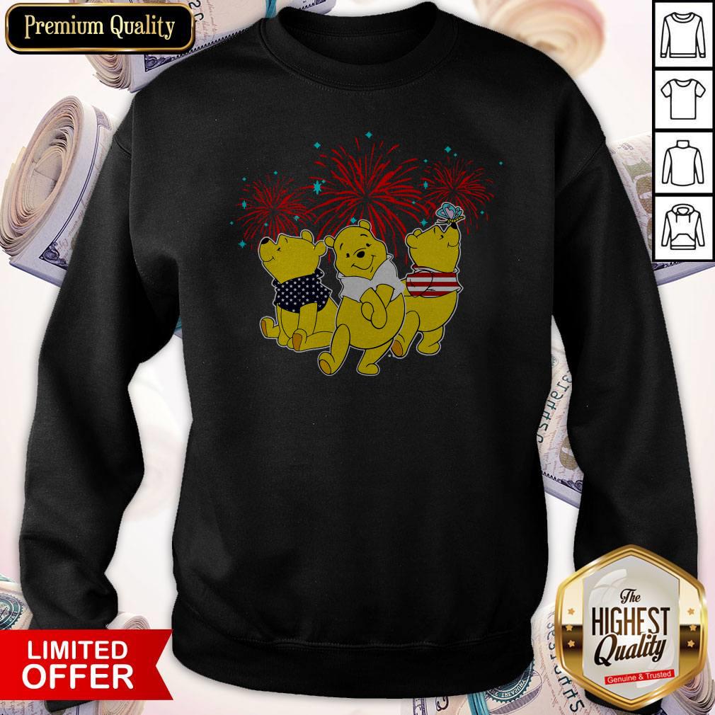 Pooh Disney Happy The 4th Of July Merica American Flag Independence Day Shirt