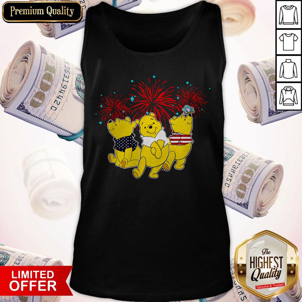 Pooh Disney Happy The 4th Of July Merica American Flag Independence Day Shirt