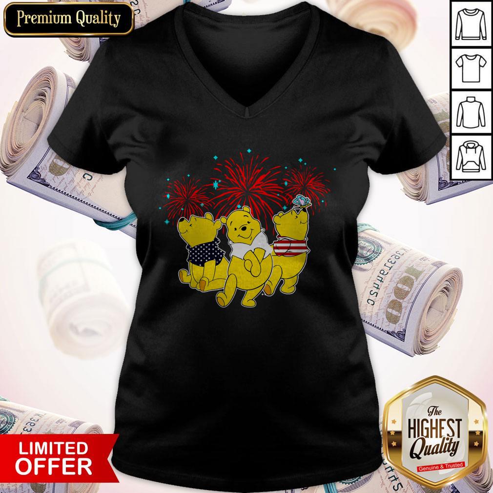 Pooh Disney Happy The 4th Of July Merica American Flag Independence Day Shirt