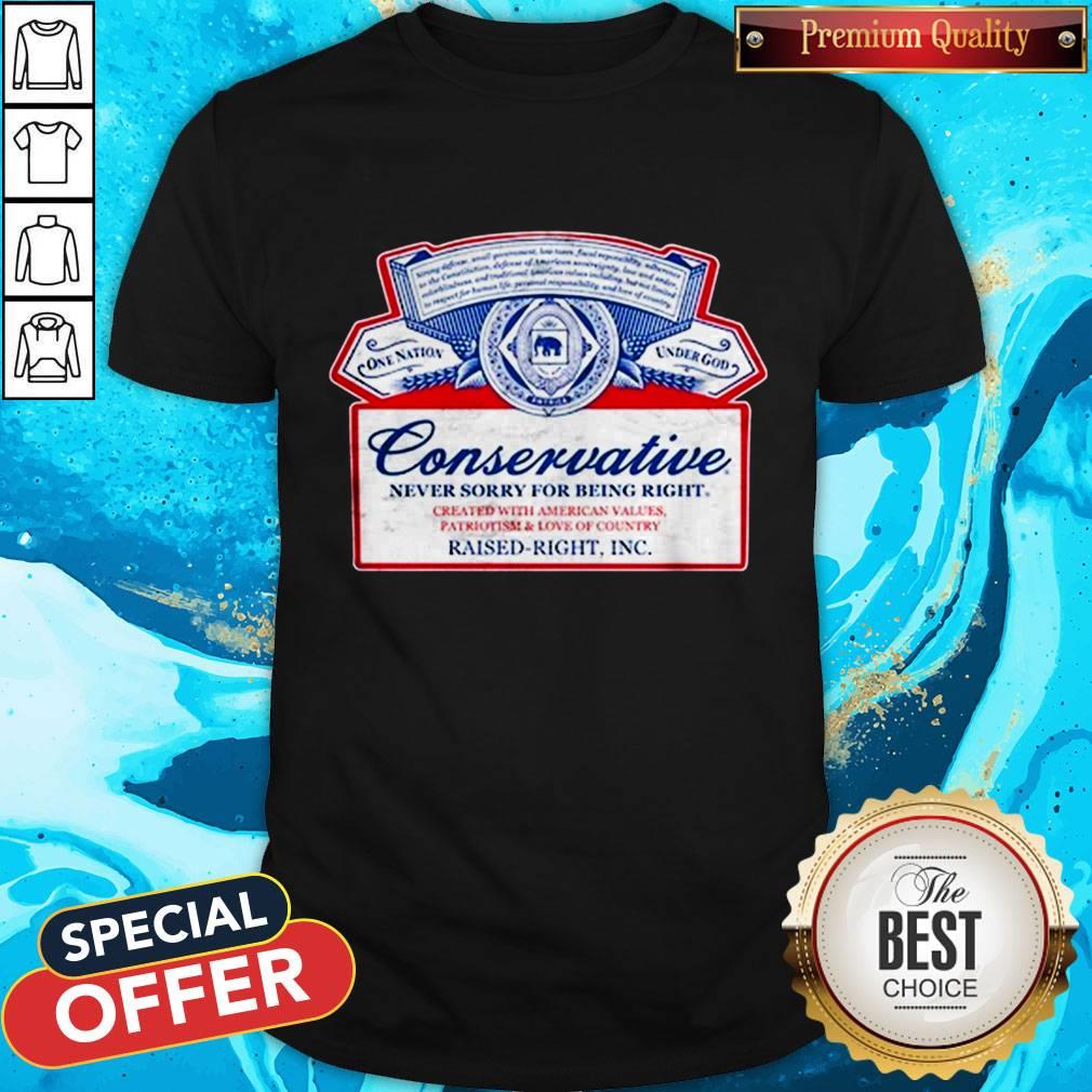 Premium Conservative Never Sorry For Being Right Shirt