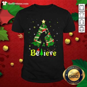 Funny Bigfoot Believe Christmas Tree Merry Xmas Shirt