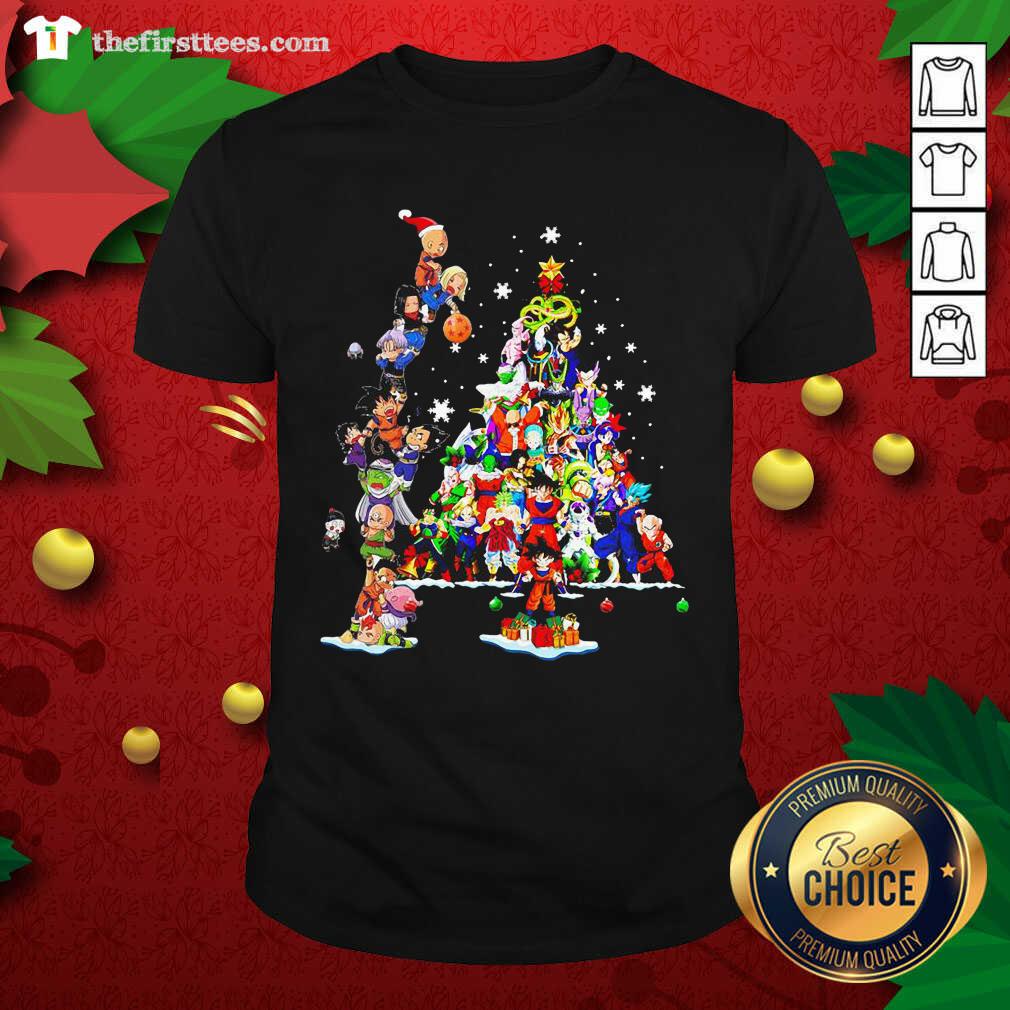 Colorful Dragon Ball Z Character And Christmas Tree 2020 Shirt