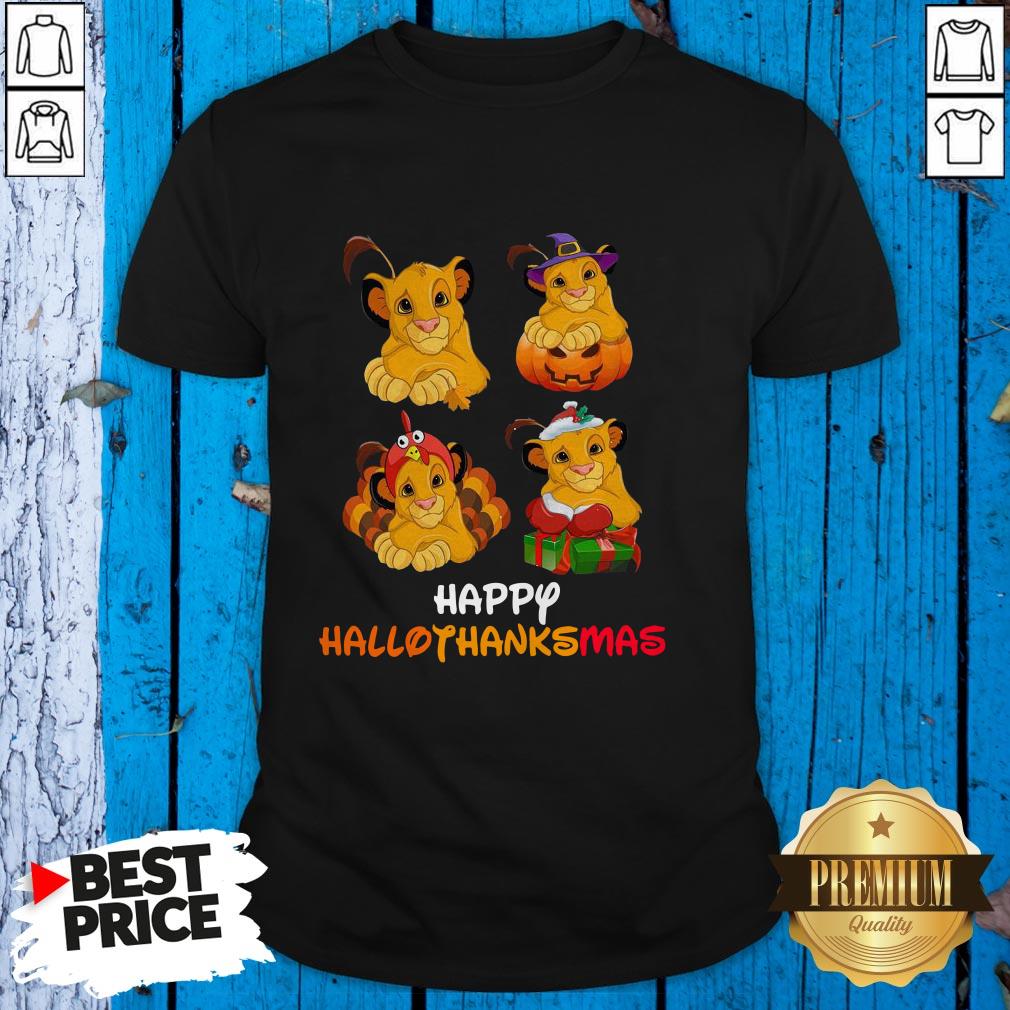 Simba Disney Halloween And Merry Christmas Happy Hallothanksmas Shirt