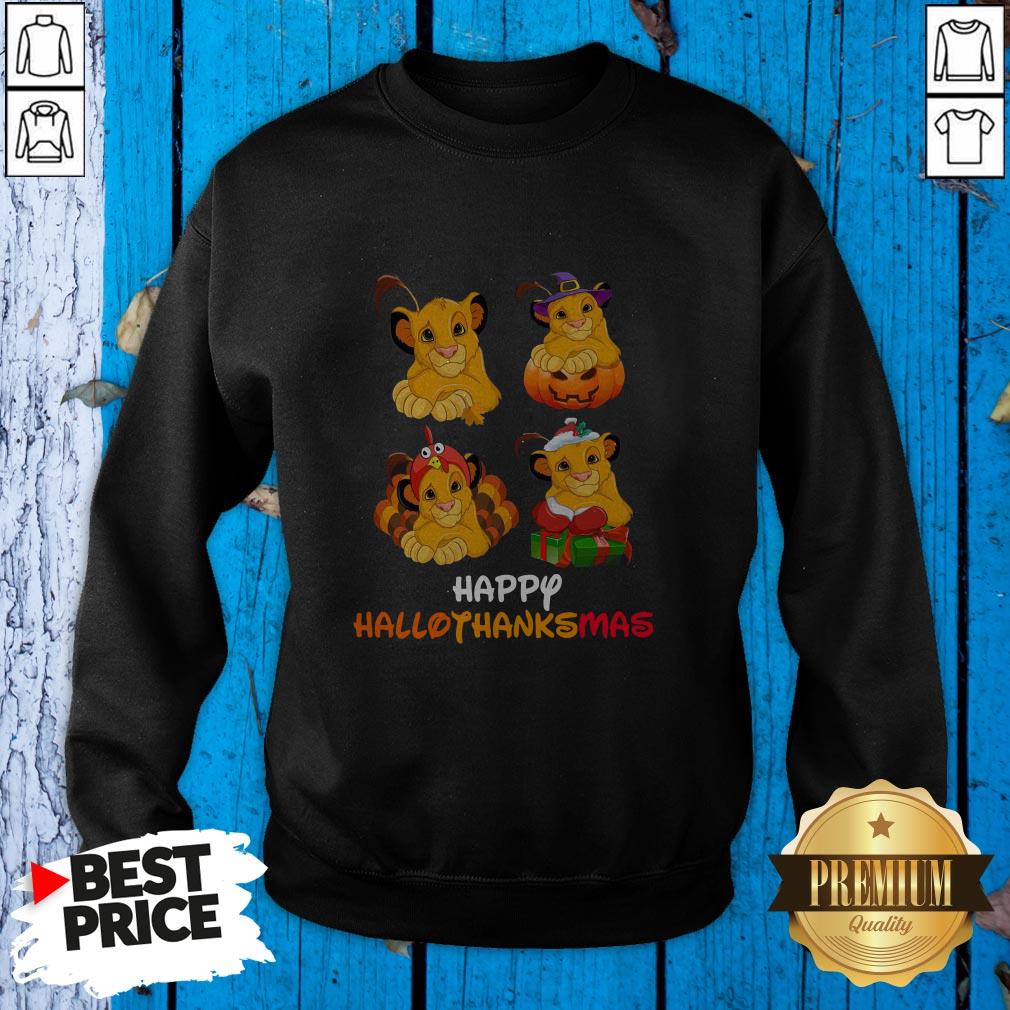 Simba Disney Halloween And Merry Christmas Happy Hallothanksmas Shirt