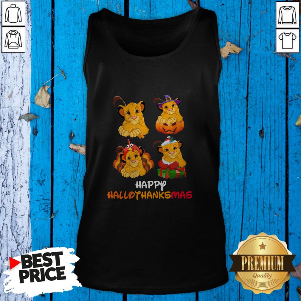 Simba Disney Halloween And Merry Christmas Happy Hallothanksmas Shirt