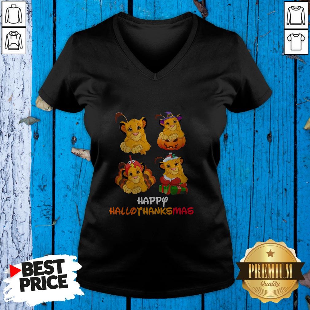 Simba Disney Halloween And Merry Christmas Happy Hallothanksmas Shirt