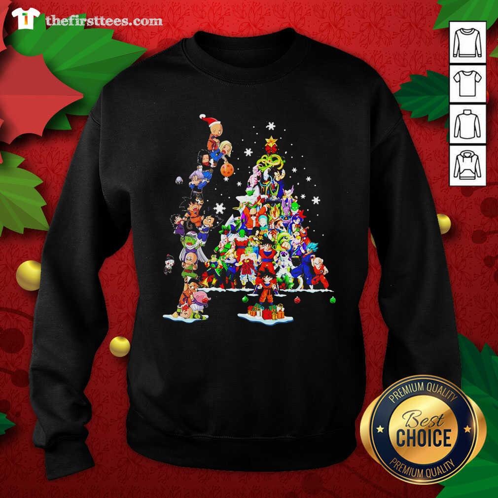 Colorful Dragon Ball Z Character And Christmas Tree 2020 Shirt