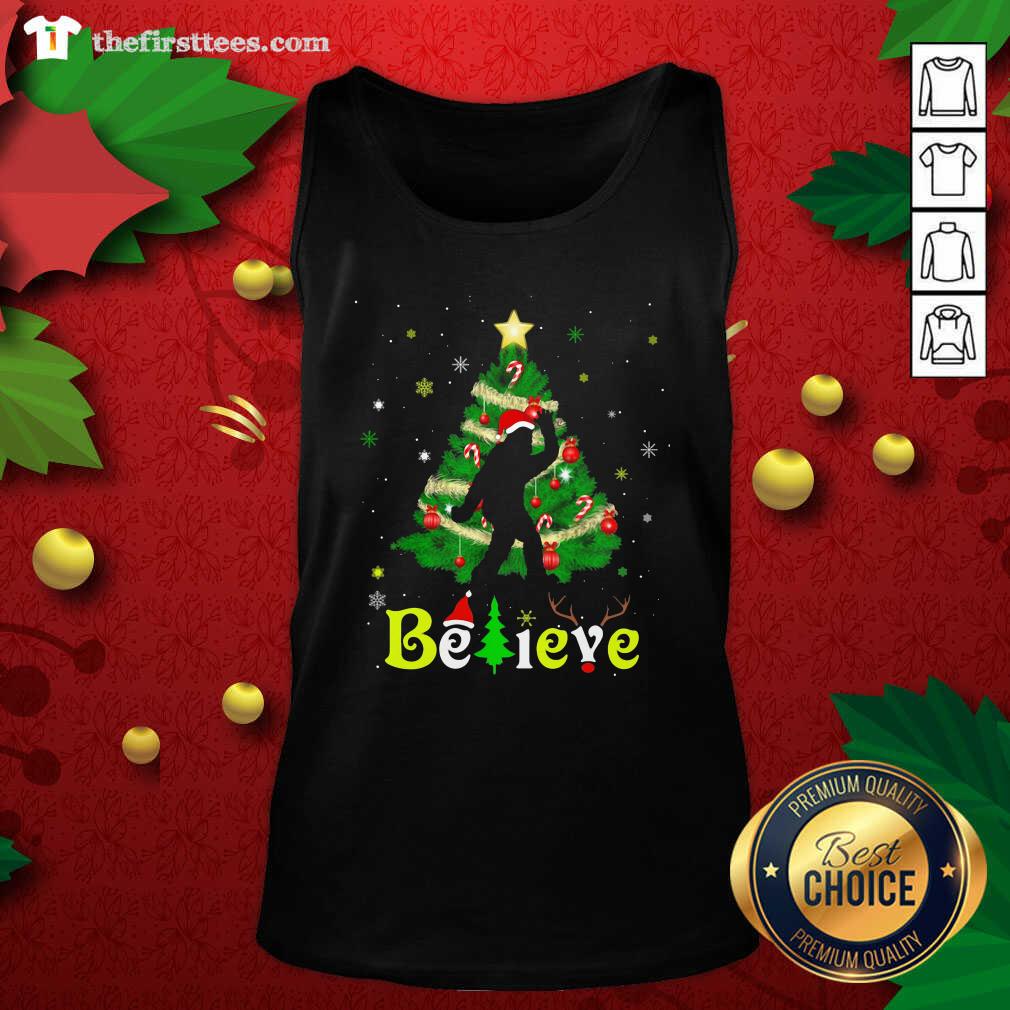 Funny Bigfoot Believe Christmas Tree Merry Xmas Shirt