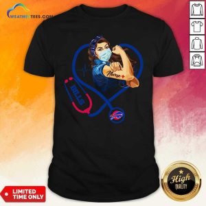 Funny Strong Women Face Mask Tattoo Nurse Buffalo Bills Heartbeat Shirt