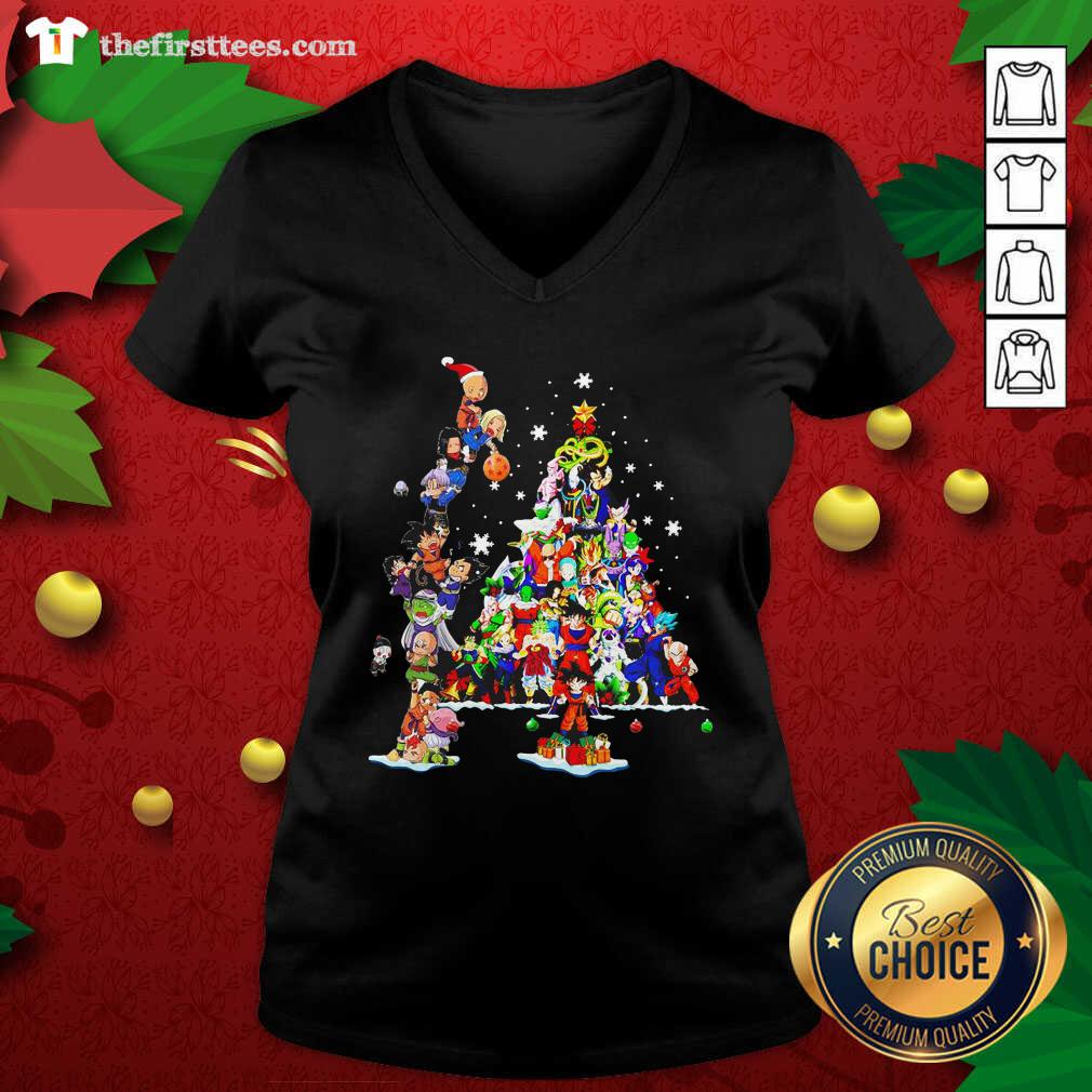 Colorful Dragon Ball Z Character And Christmas Tree 2020 Shirt