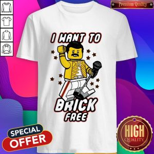 Pretty Freddie Mercury I Want To Brick Free LEGO Shirt