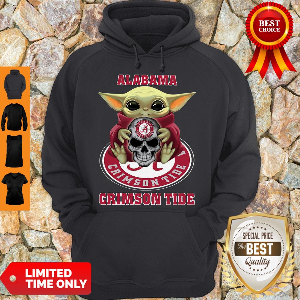Baby Yoda Hug Skull Alabama Crimson Tide Shirt