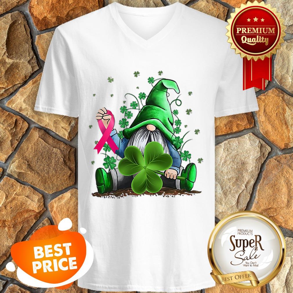Nice Gnome Shamrock Breast Cancer Awareness Irish St. Patrick’s Day Shirt