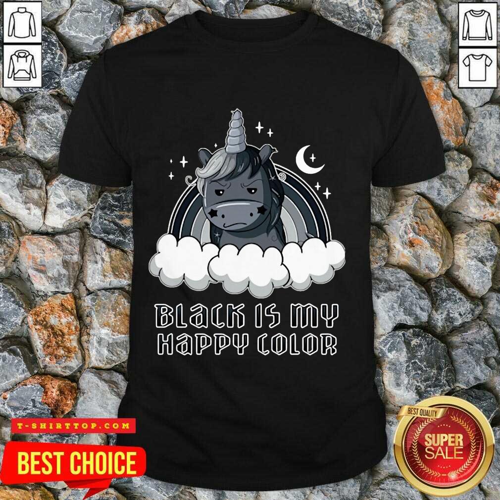 Unicorn 1 Black Is My Happy Color Shirt