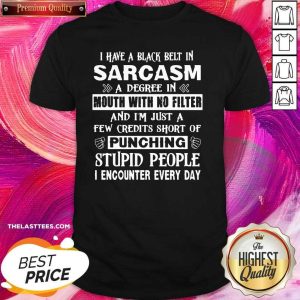 Hot I Have A Black Belt In Sarcasm A Degree In Mouth With No Filter Of Punching Stupid People Shirt