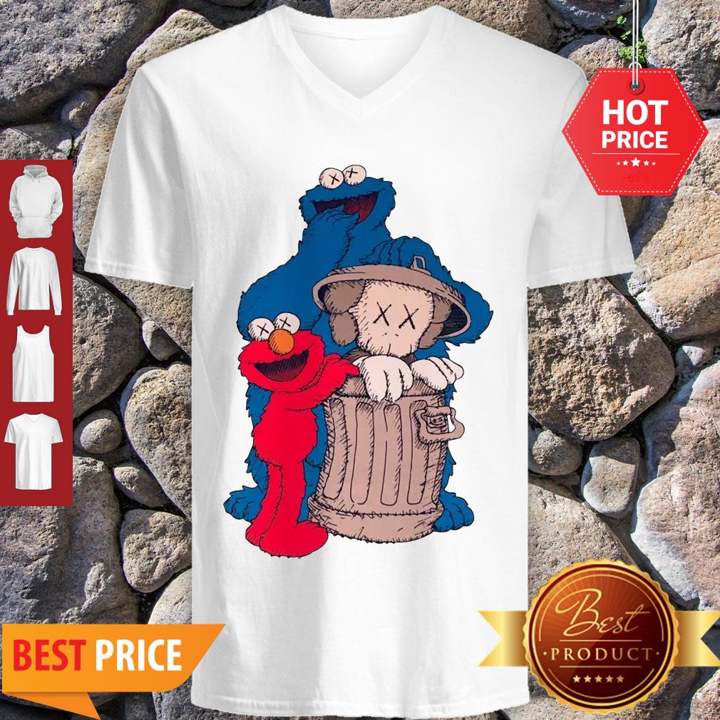 Elmo And Cookie Monster Hide KAWS In Trash Can Shirt