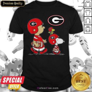 Funny The Peanuts Charlie Brown And Snoopy Woodstock Georgia Bulldogs Football Shirt