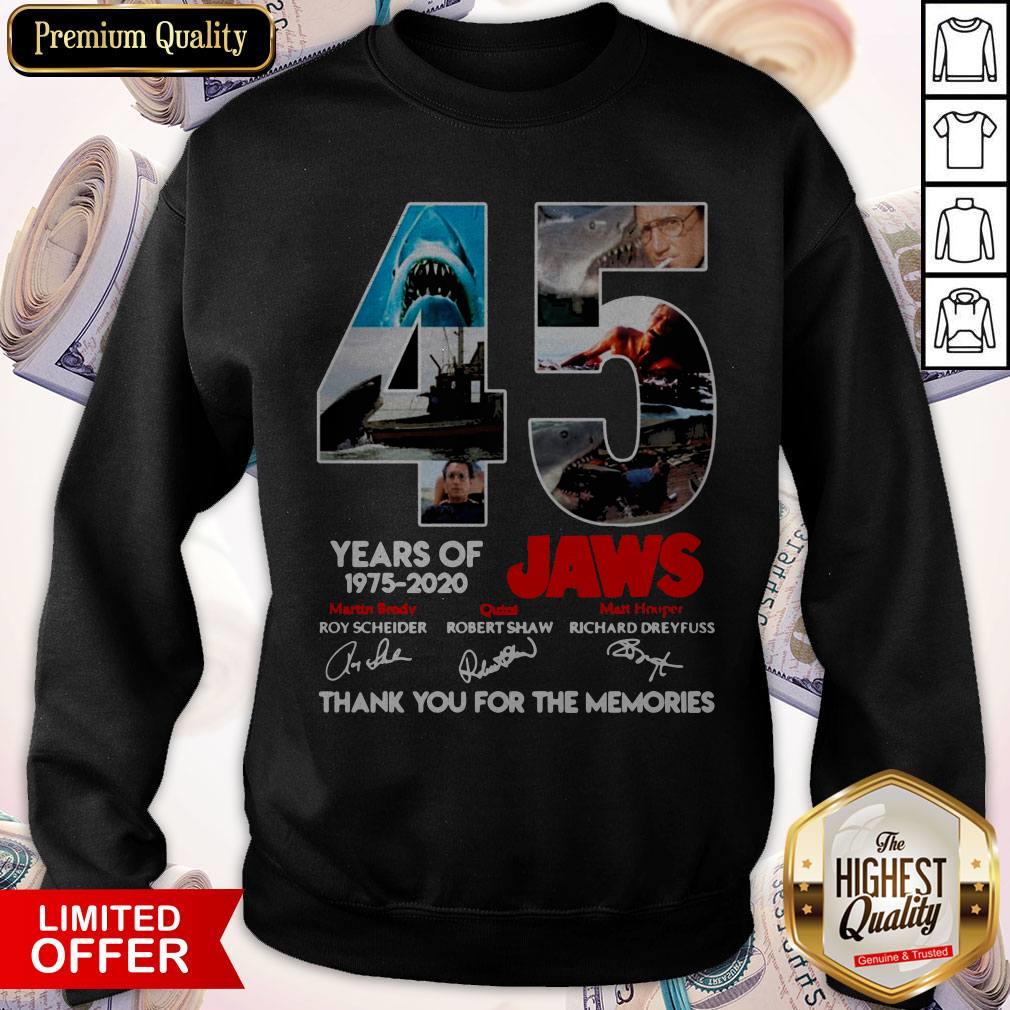 45 Years Of 1975 2020 Jaws Thank You For The Memories Signatures Shirt