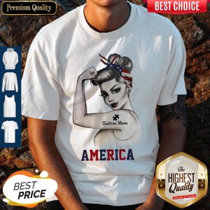 Strong Woman Autism Mom America Shirt