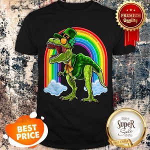 Nice St. Patricks Day T Rex Dinosaur Leprechaun Rainbow Shirt