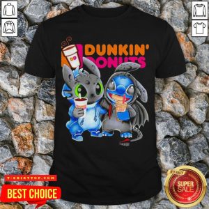 Stitch And Toothless Hug Dunkin Donuts Shirt