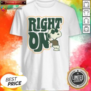 Top Peanuts Woodstock 50th Anniversary Right On Snoopy Shirt